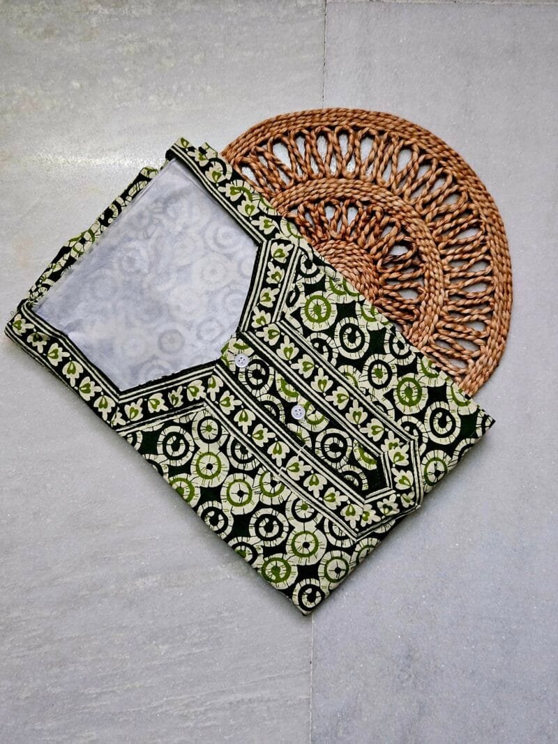 Green Printed A-Line Ladies Cotton Nighty