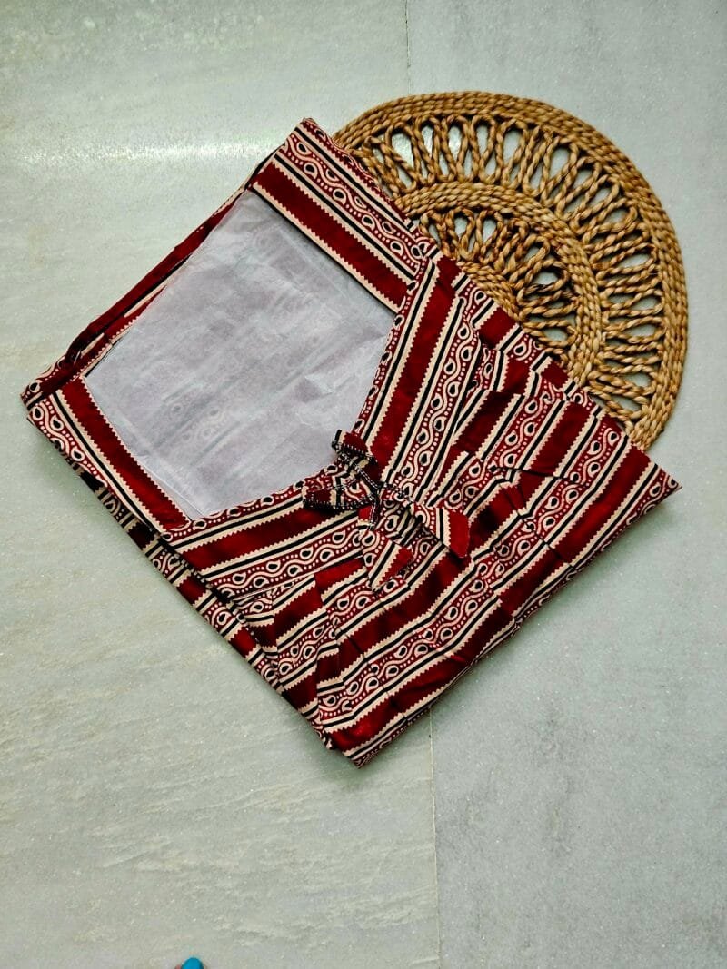 Maroon Printed Sleeveless Ladies Cotton Nighty
