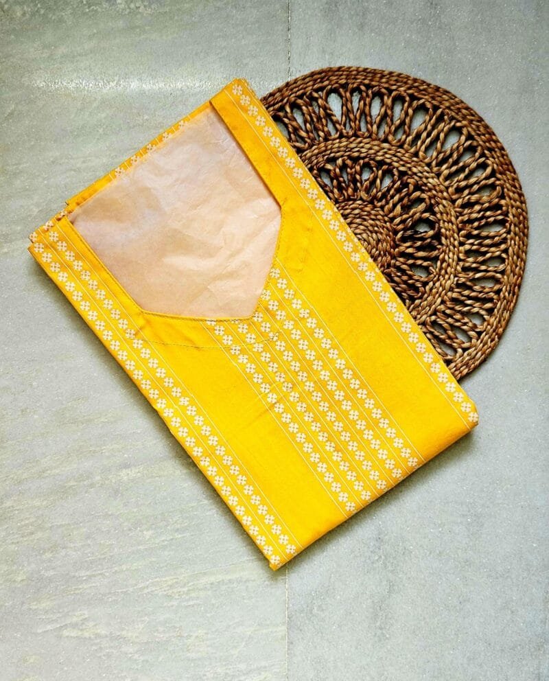 Yellow A-Line Printed Cotton Nighty