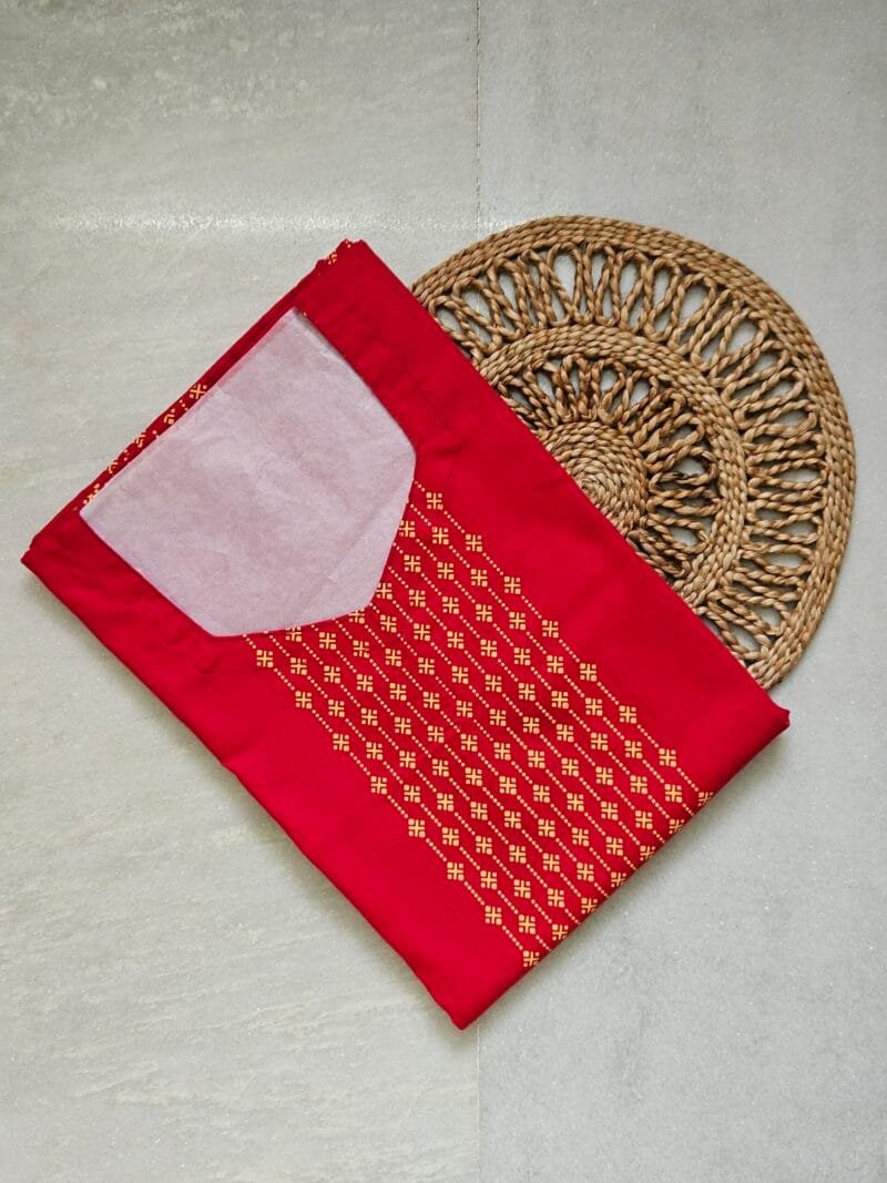 Red A-Line Printed Cotton Nighty