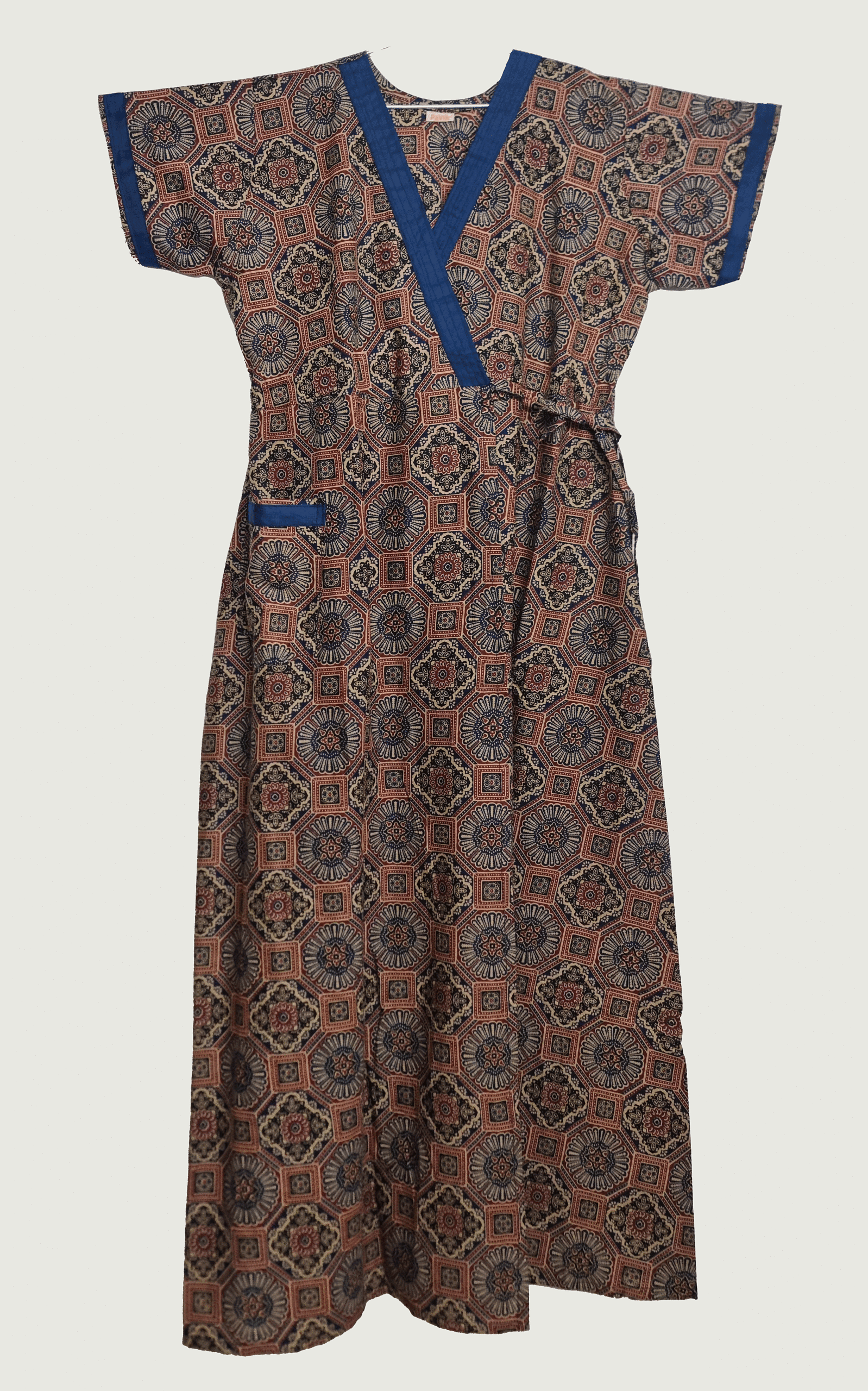 22 scaled Blue and Black Ajrakh House Coat