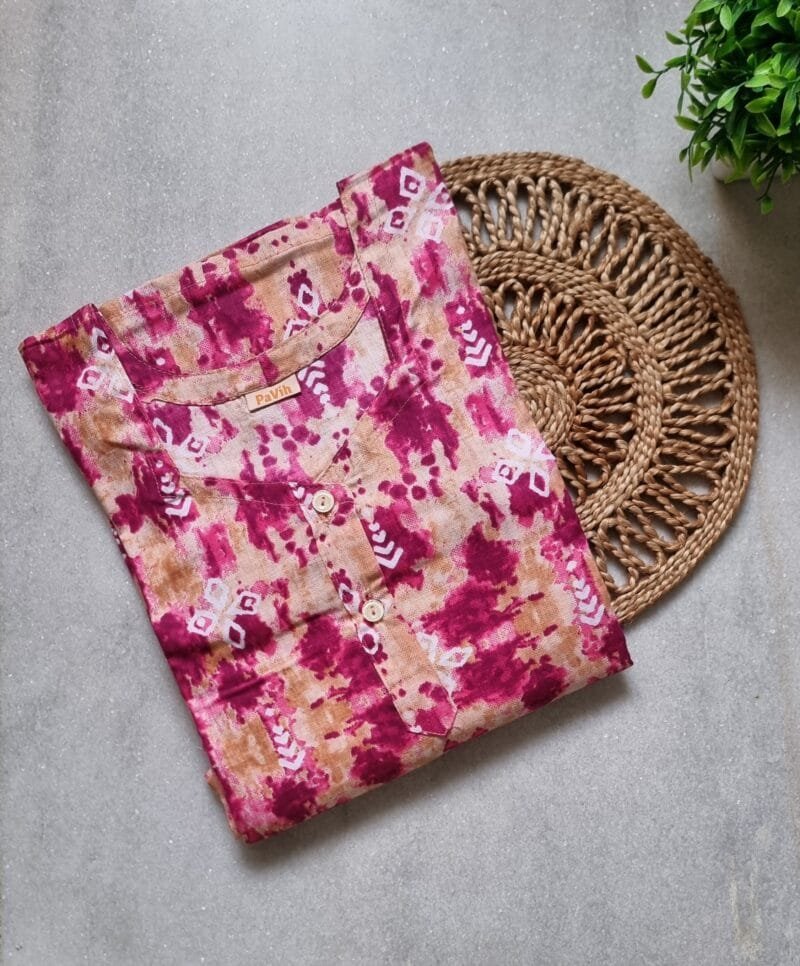 Dark Pink A-Line Long Cotton Nighty