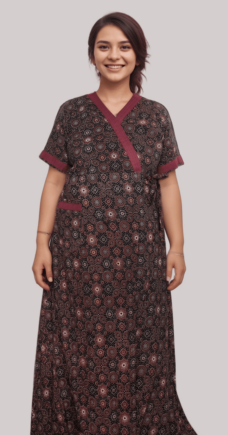 44dd 2 e1756468110514 Black Maroon Ajrakh Cotton House Coat