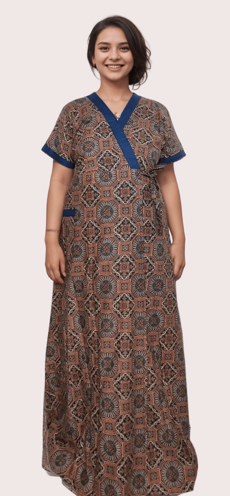 56ff Blue and Black Ajrakh House Coat