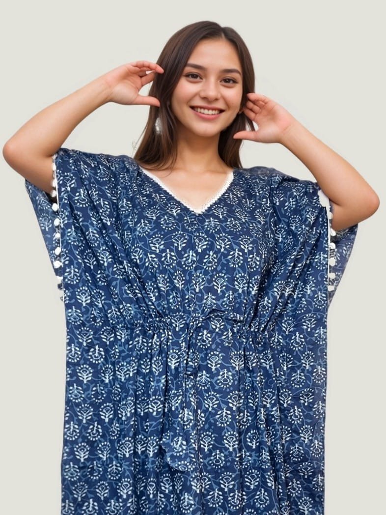 Indigo Pure Cotton Kaftan