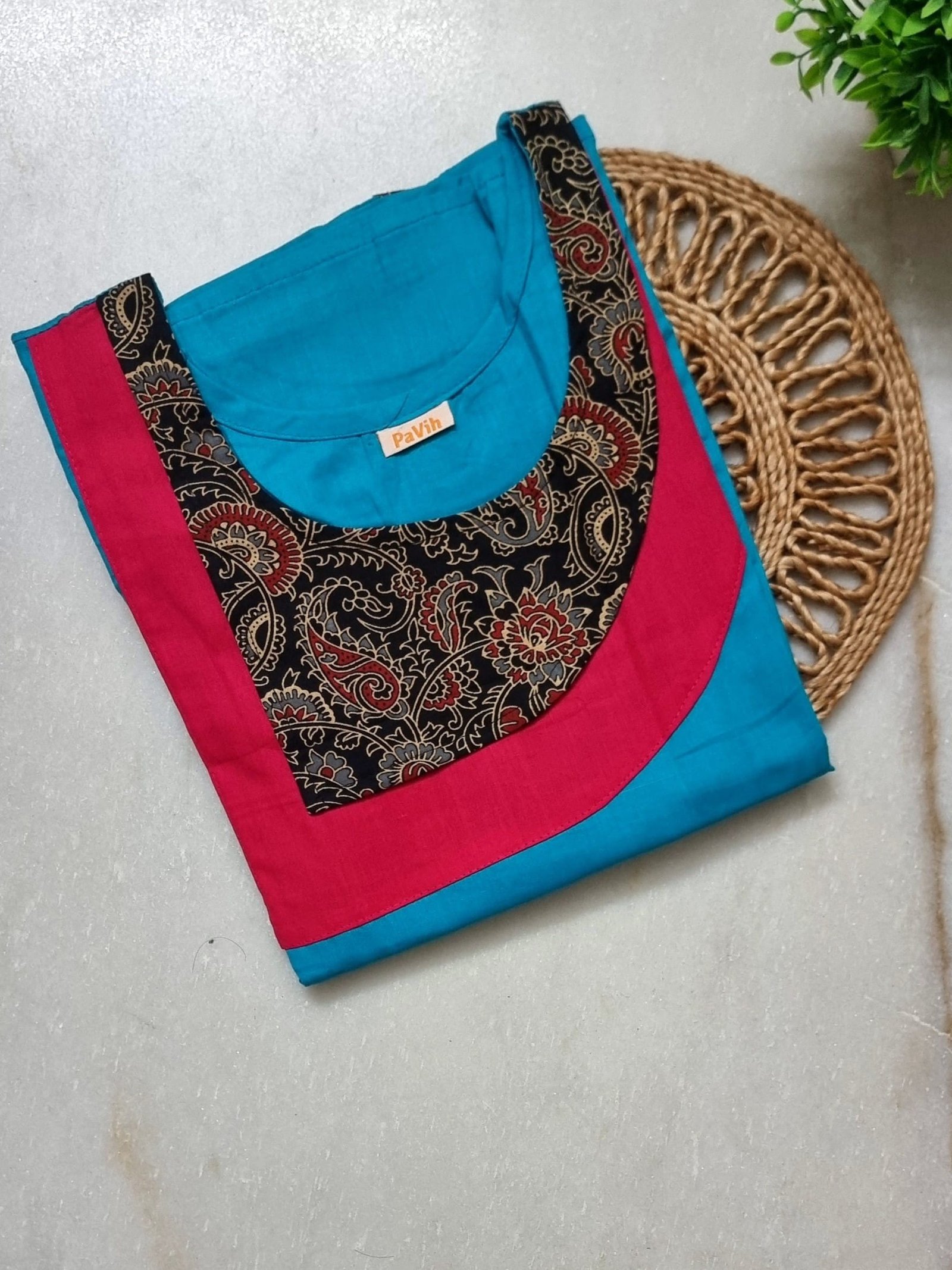 N113 1 Blue A-Line Pure Cotton Designer Nighty