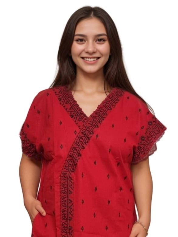 Jamdani Print Mul Cotton A-line Designer Nighty