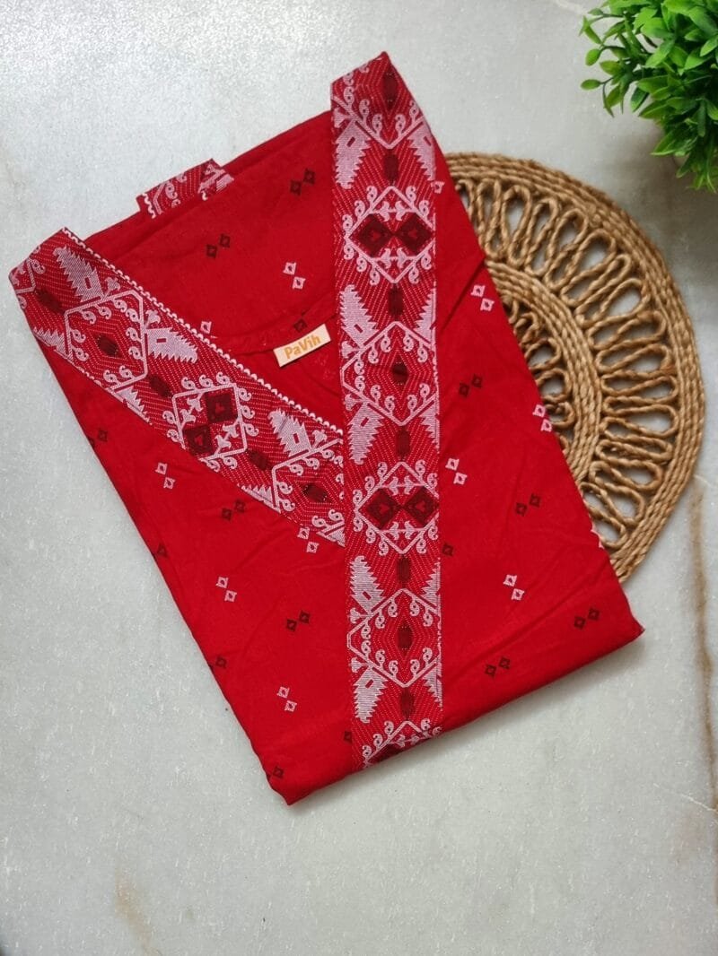 Jamdani Print Mul Cotton A-line Designer Nighty