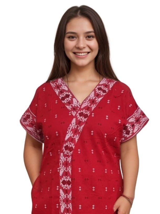 Jamdani Print Mul Cotton A-line Designer Nighty