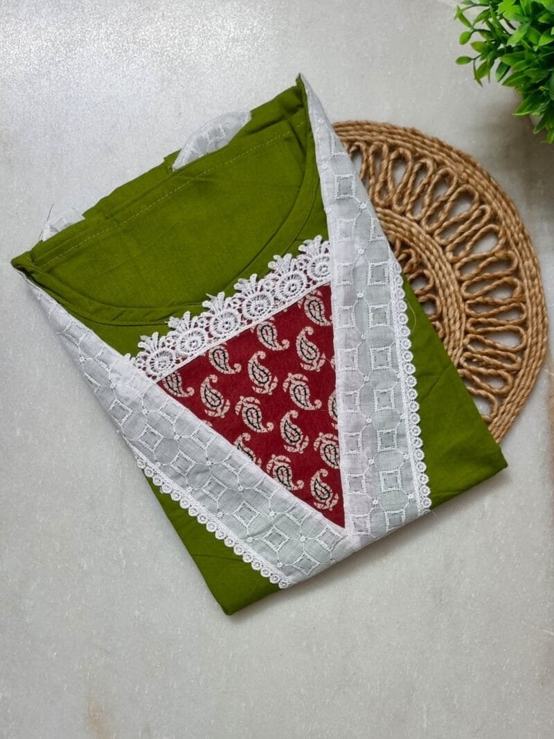 Lace Neck A-Line Designer Cotton Nighty