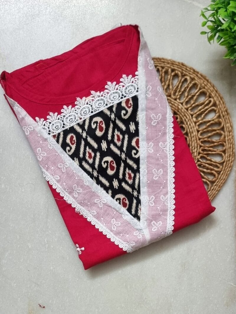 Lace Neck A-Line Designer Cotton Nighty