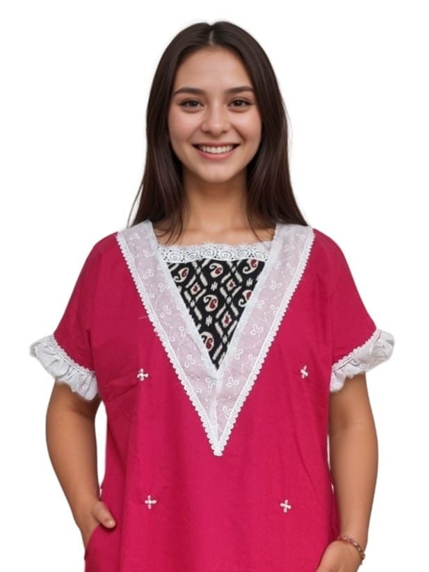 Lace Neck A-Line Designer Cotton Nighty