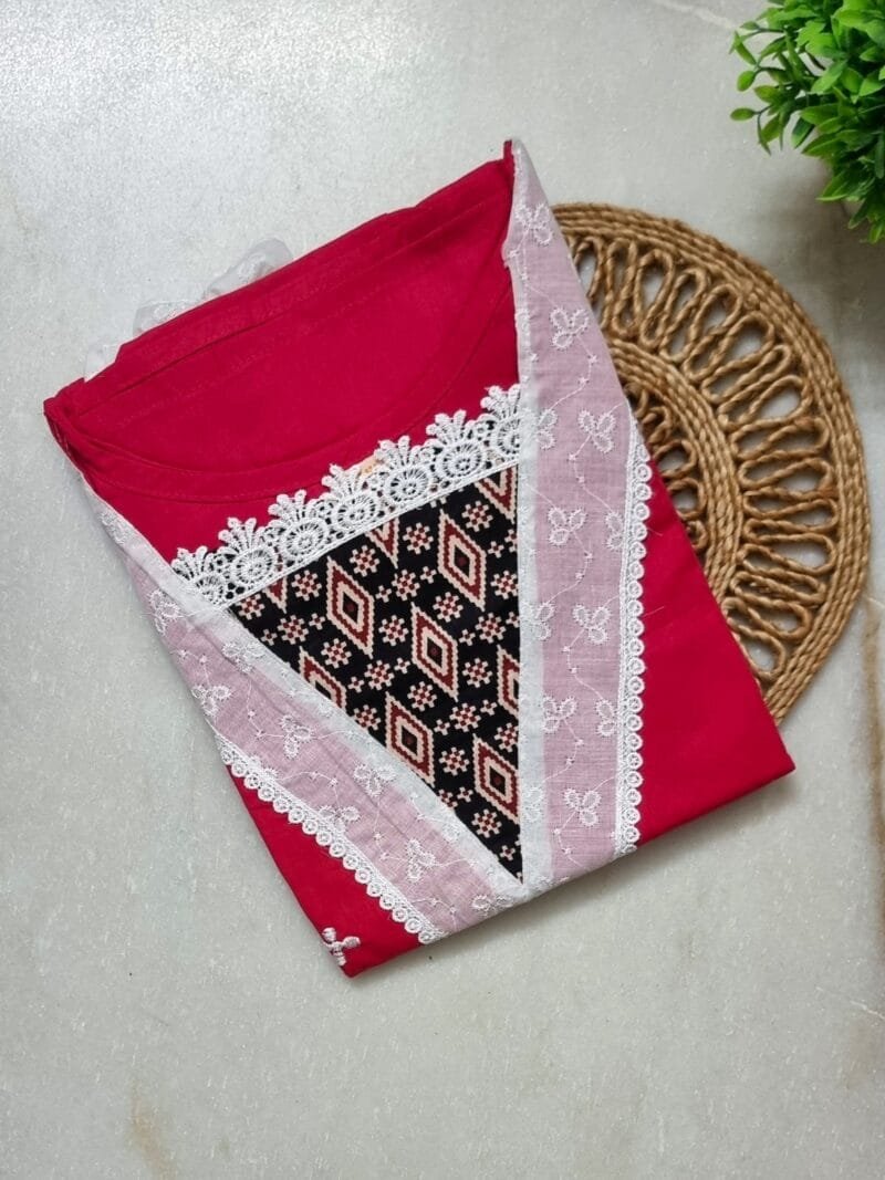 Lace Neck A-Line Designer Cotton Nighty