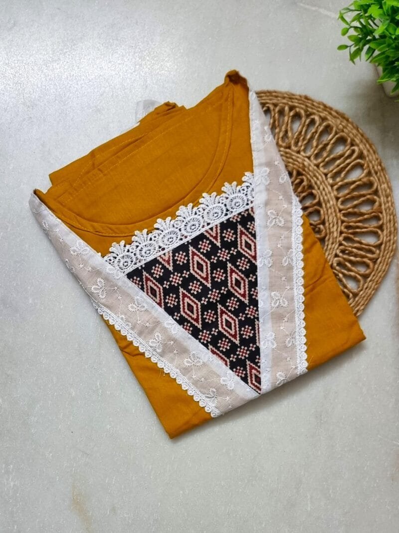 Lace Neck A-Line Designer Cotton Nighty