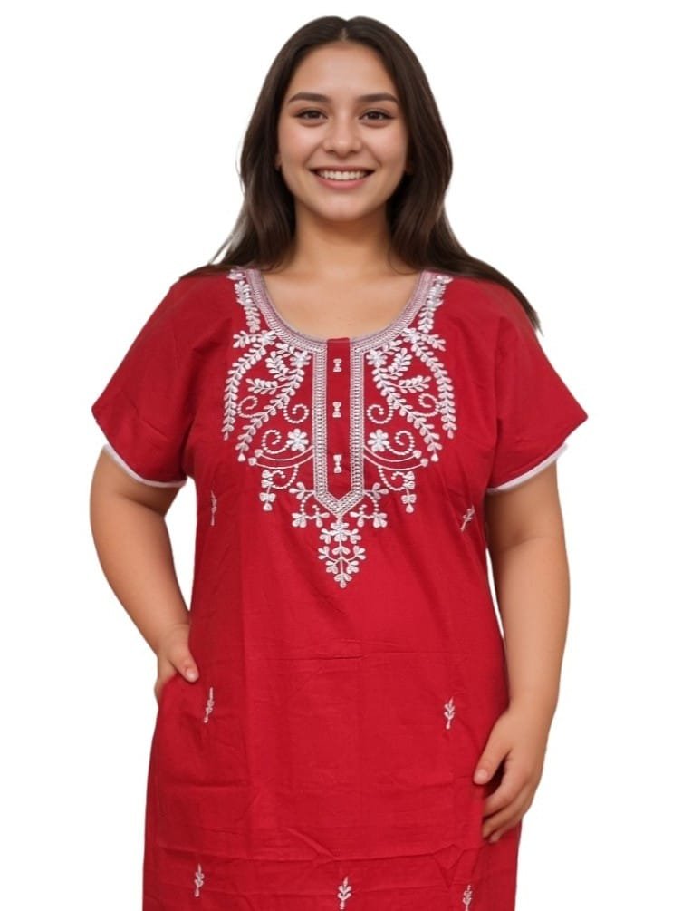 Embroidery A-Line 100% Pure Cotton Designer Nighty