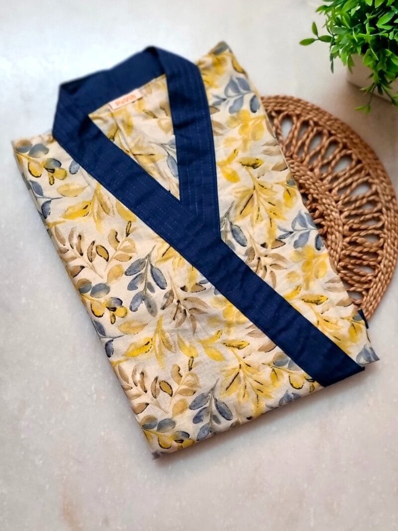 Yellow and Blue Cambric Cotton Housecoat