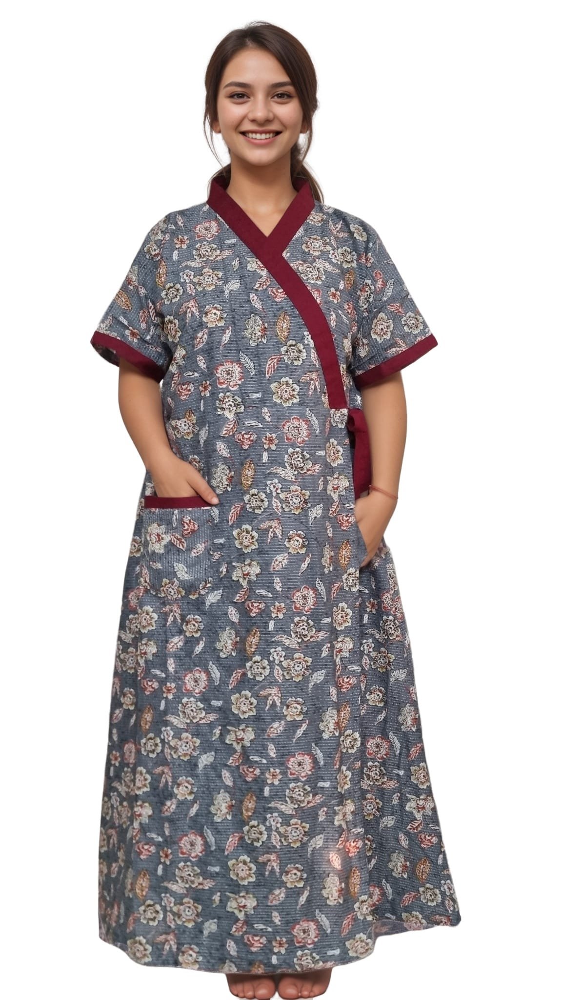 N97 1 Grey Cotton House Coat - Image 2