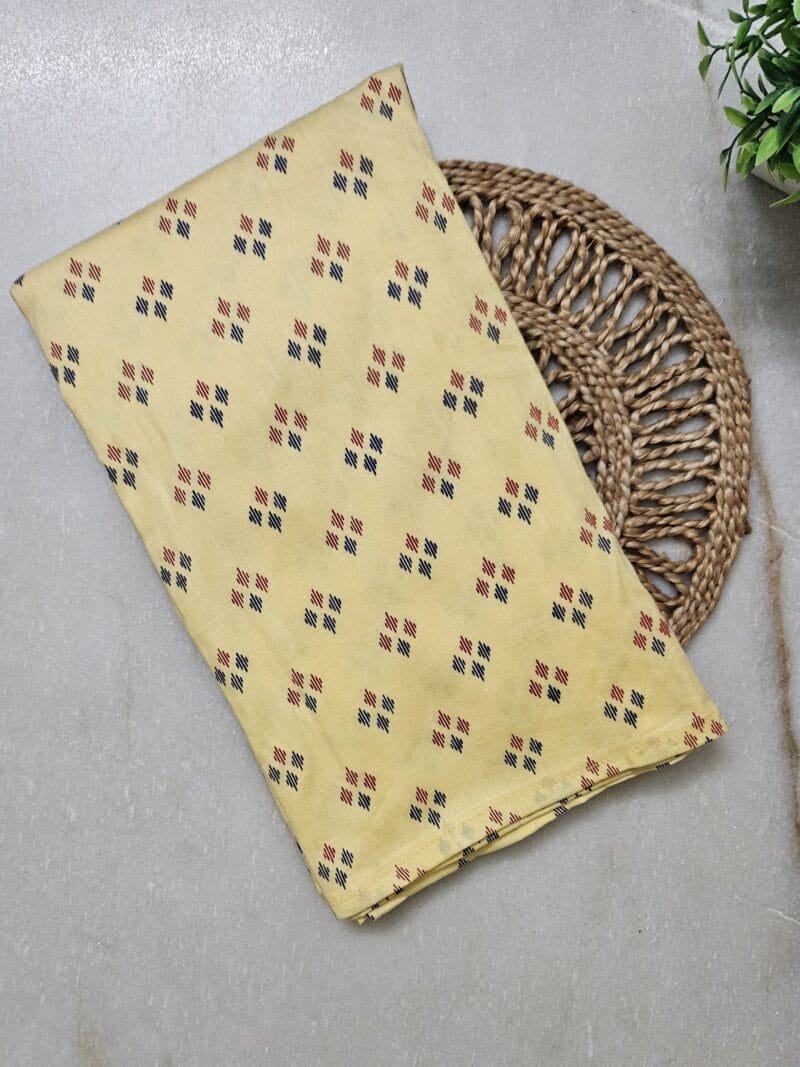 Yellow Round Neck Printed Pure Cotton Nighty