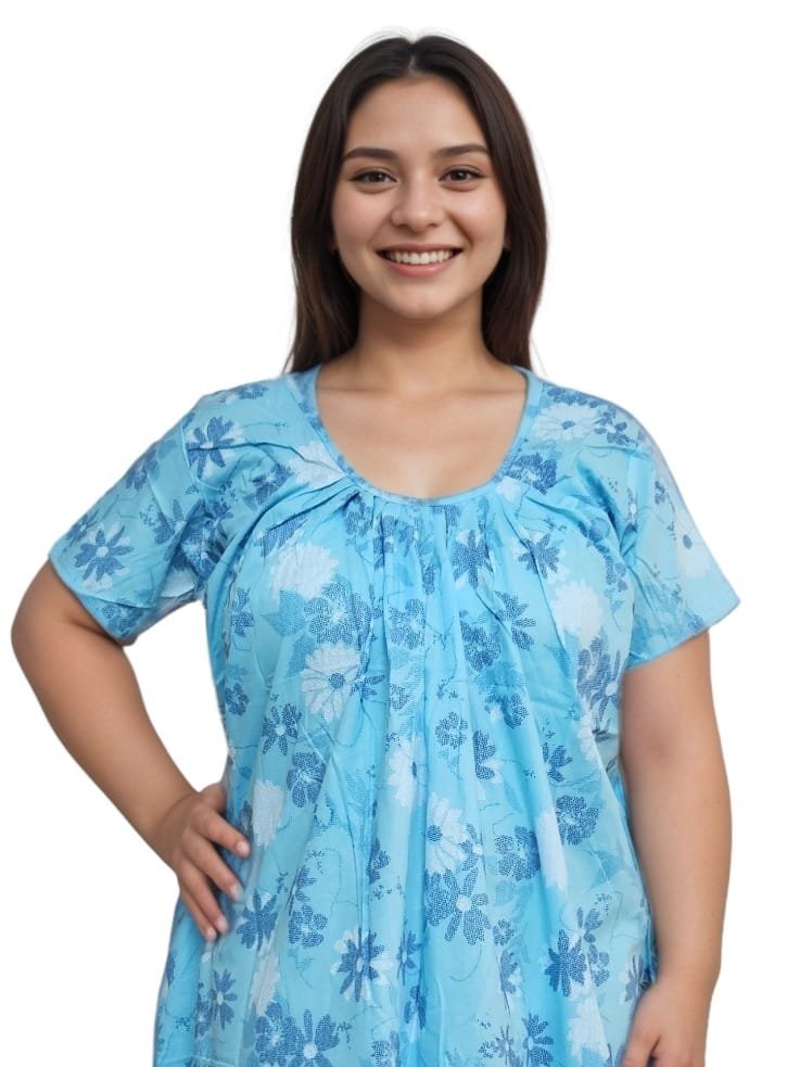 N149 21 pavih blue Round Neck Printed golgola Nighty