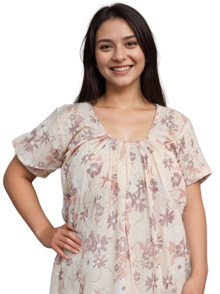 pavih peach Round Neck Printed golgola Nighty