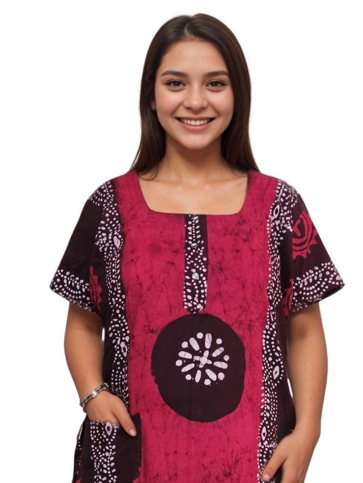 Pavih Rani Black Real mom Batik Pure Cotton Nighty