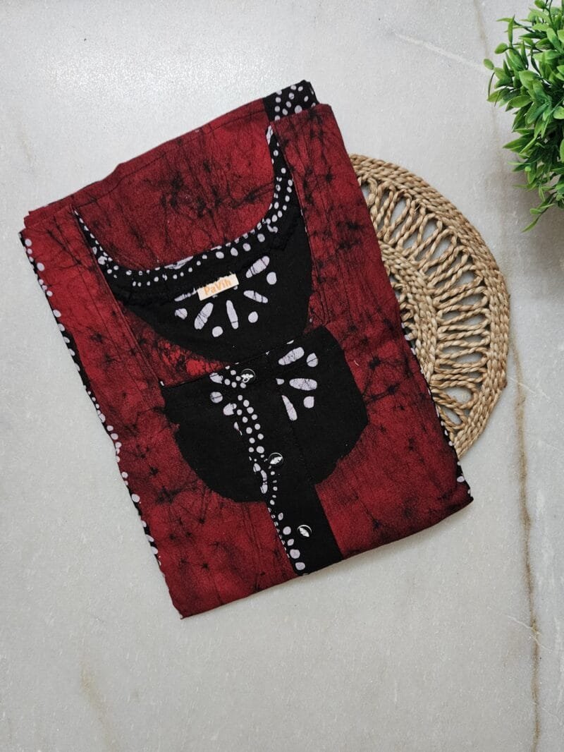 Pavih red Black Real Batik Pure Cotton Nighty