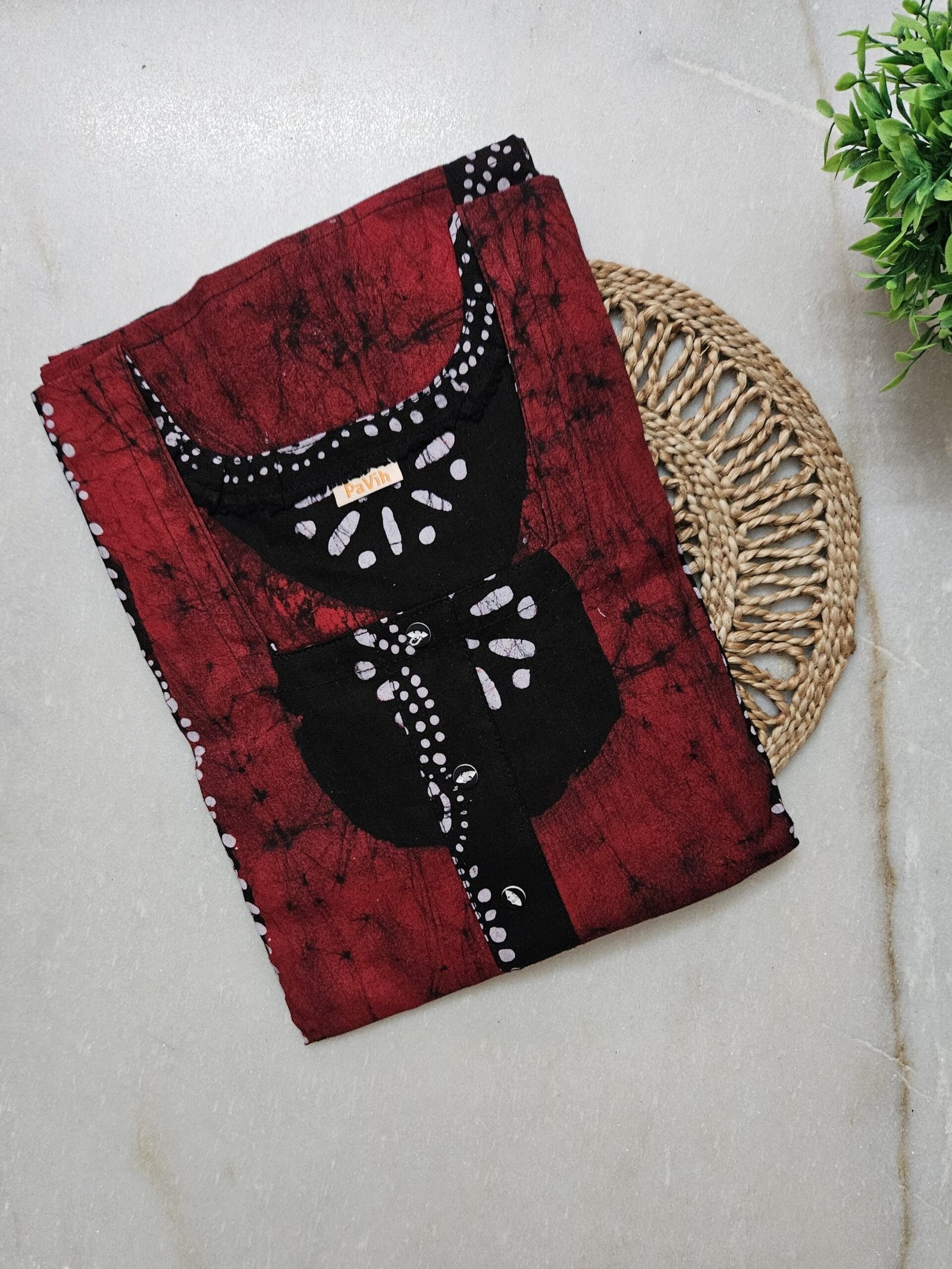 N154 1 1 scaled Pavih red Black Real Batik Pure Cotton Nighty