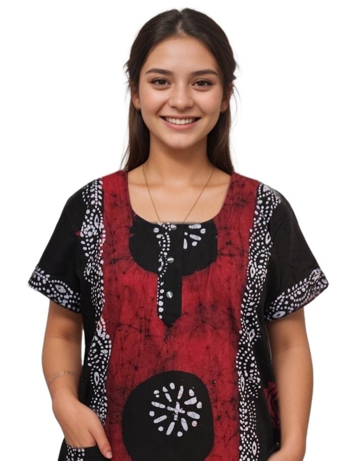 Pavih red Black Real Batik Pure Cotton Nighty mom batik