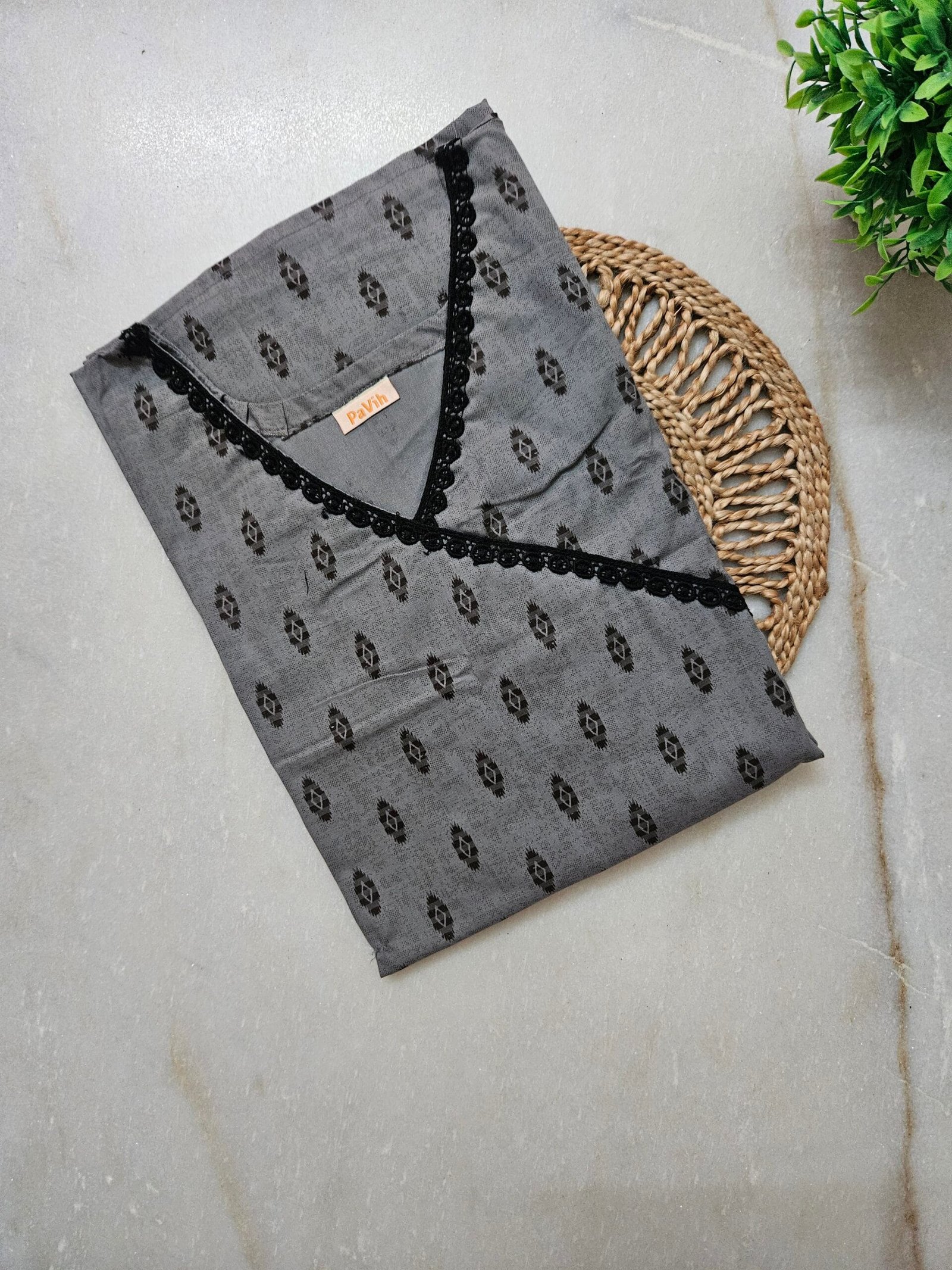 N165 1 scaled Pavih Grey Pure Cotton A-Line Designer Nighty