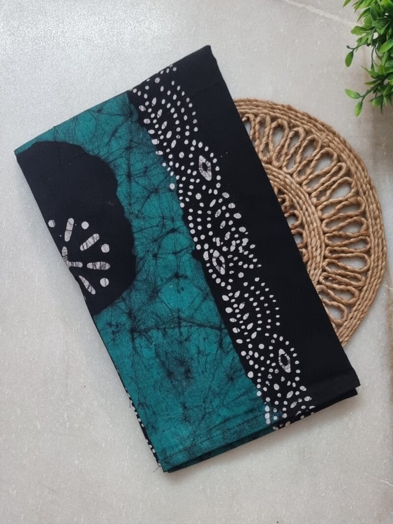 Green Black Real Batik Round Neck Straight Cut Pure Cotton Nighty golgola
