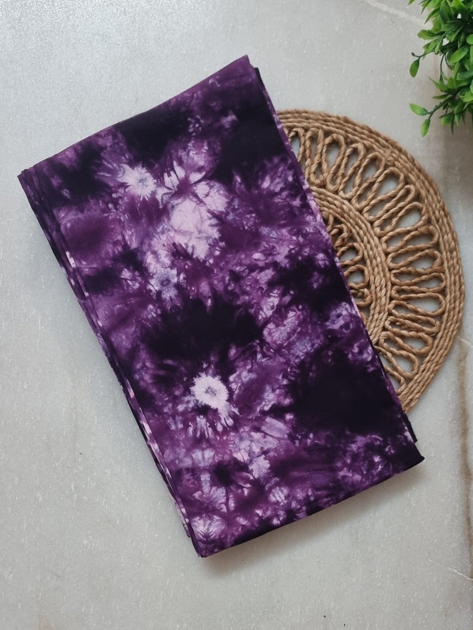 N170 1 Violet Bandhni Round Neck Pure Cotton Nighty