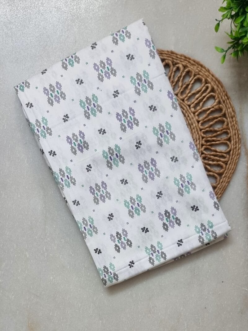 Pavih White Round Neck Printed Cotton Nighty golgola