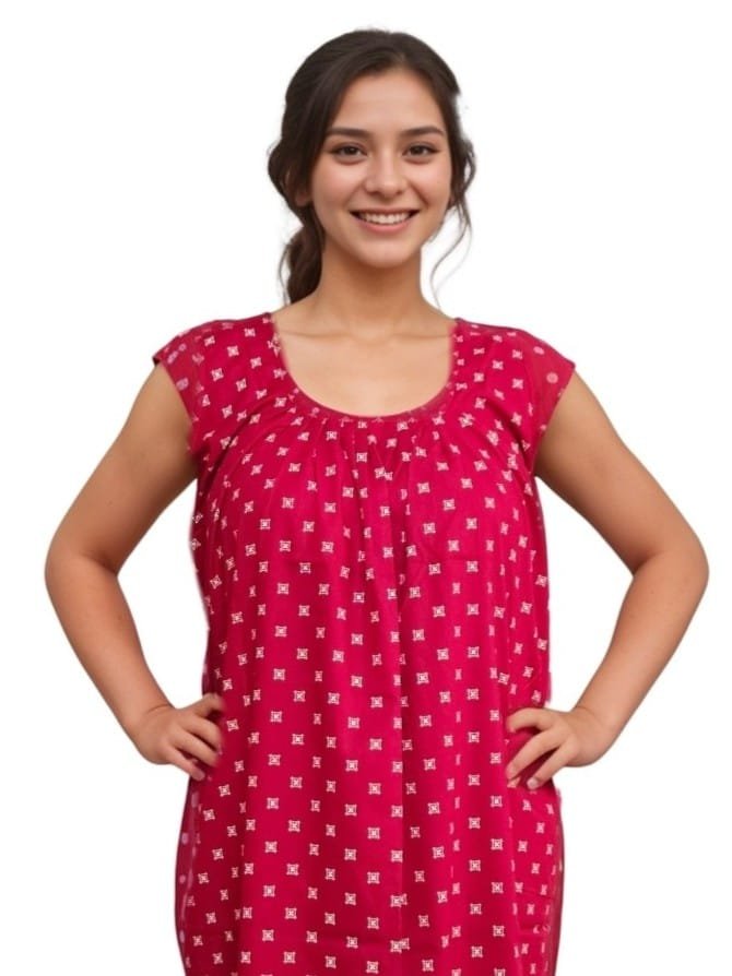 Pavih Rani Round Neck Printed Straight Cut Nighty