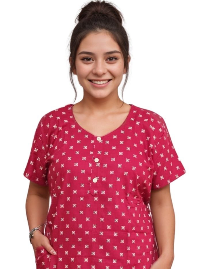 Pavih Rani Pure Cotton A-Line Nighty with Pocket