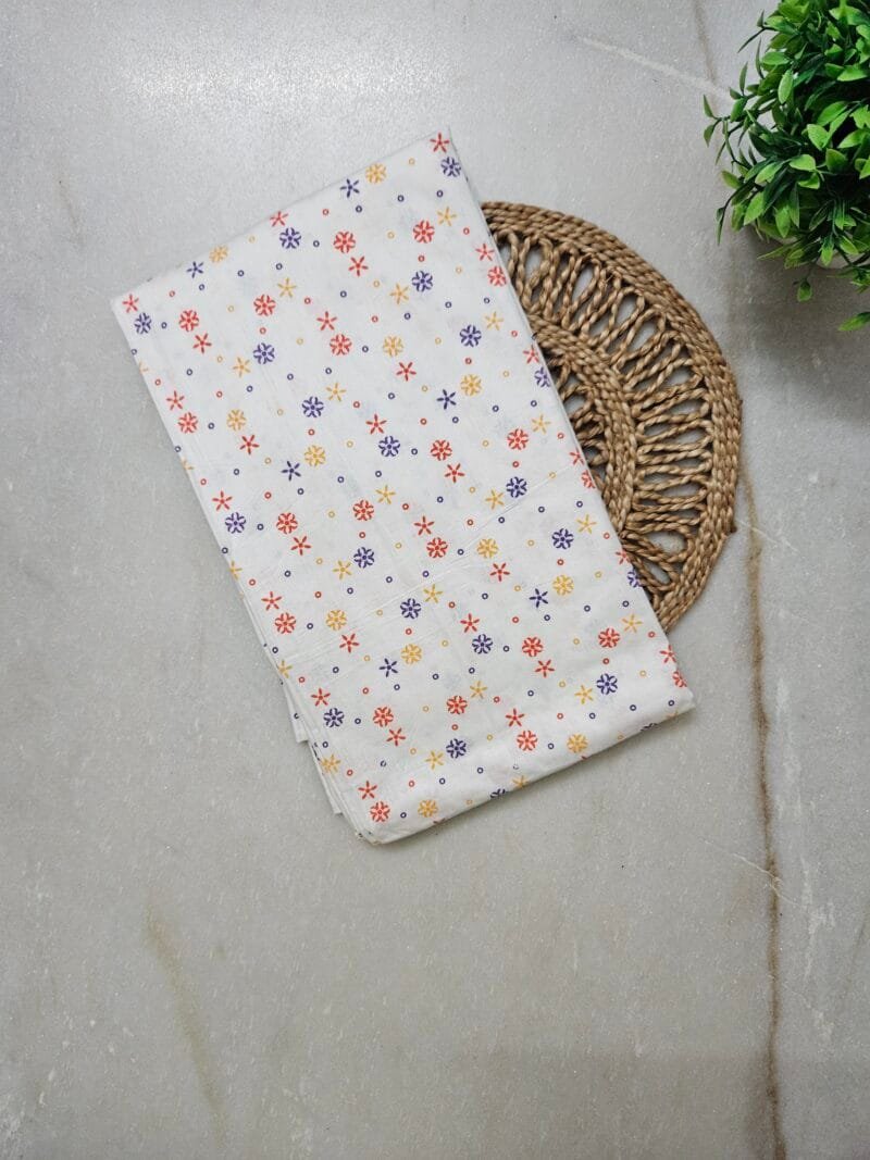 Pavih White Round Neck Printed Cotton Nighty golgola