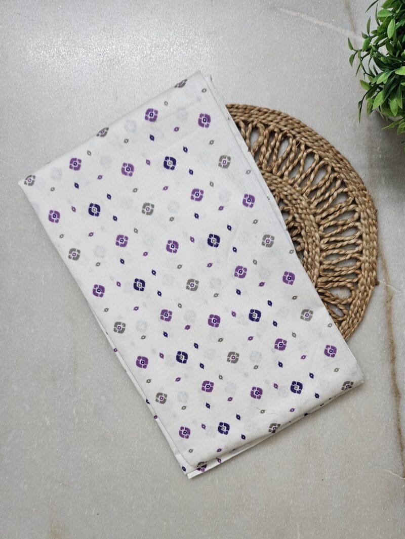 Pavih White Round Neck Printed Cotton Nighty