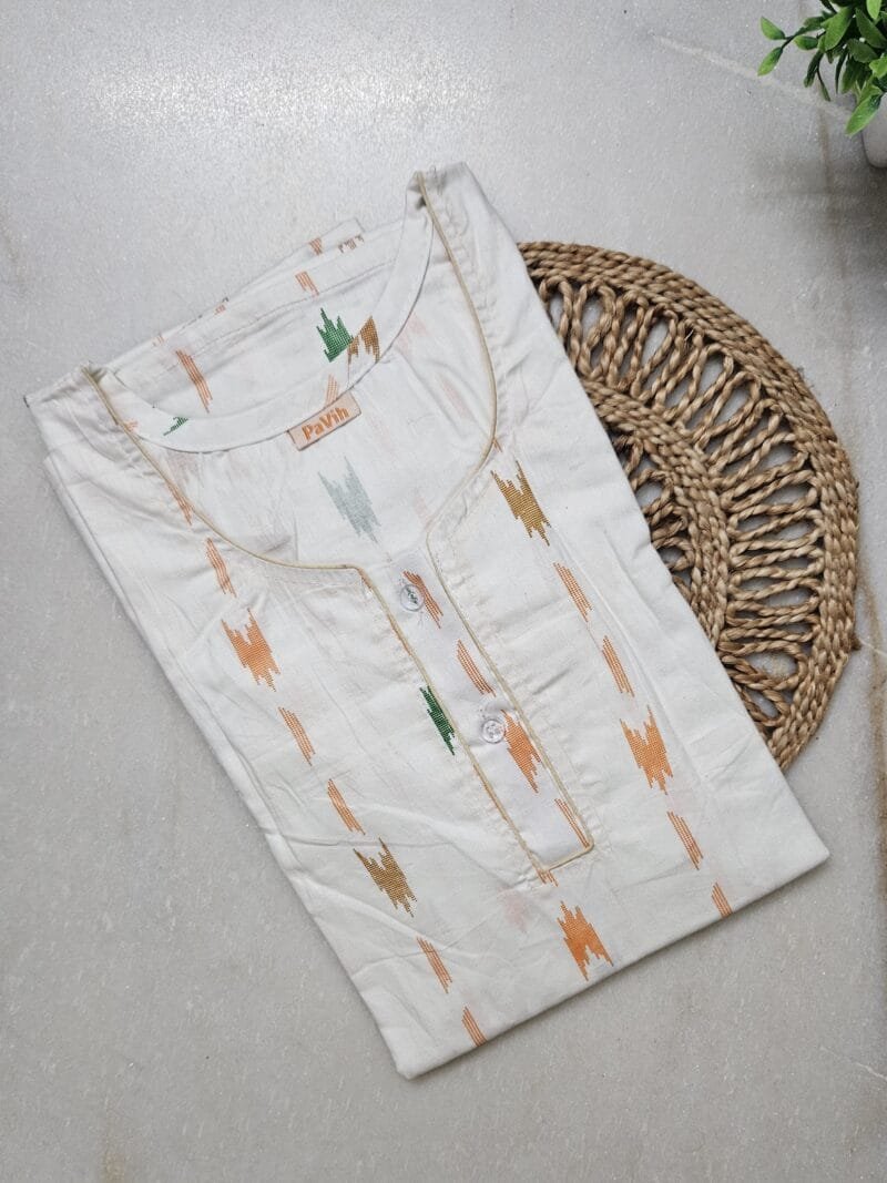 pavih White Printed Pure Cotton A-Line Nighty