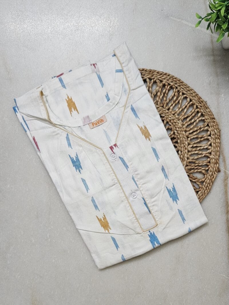 pavih White Printed Pure Cotton A-Line Nighty