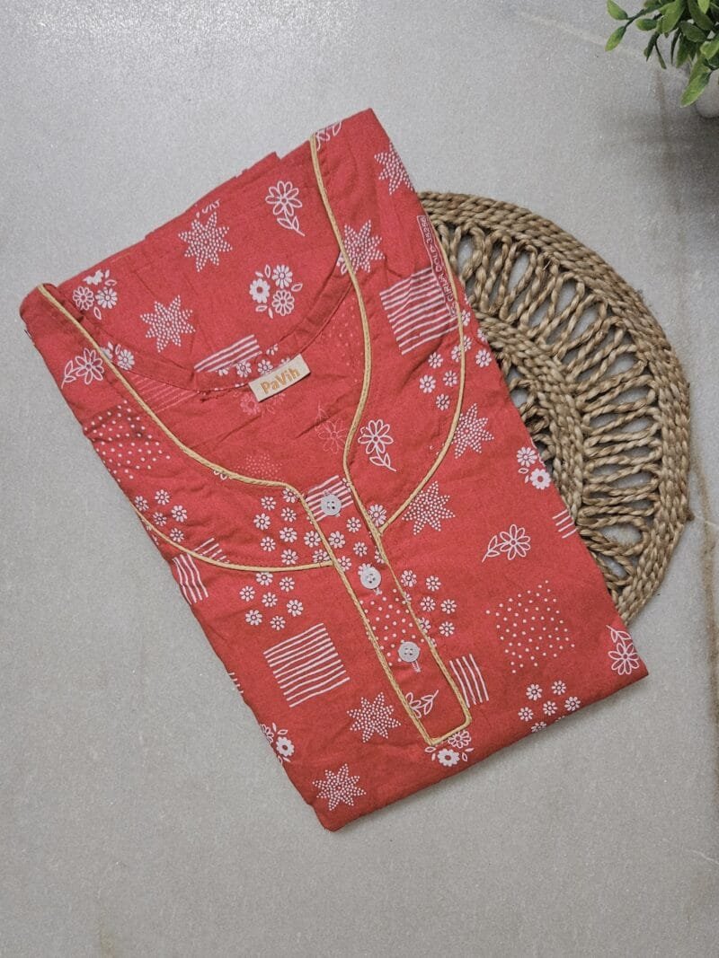 Pure Cotton Nighty with Pocket