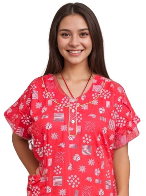 Pavih Pure Cotton Nighty with Pocket