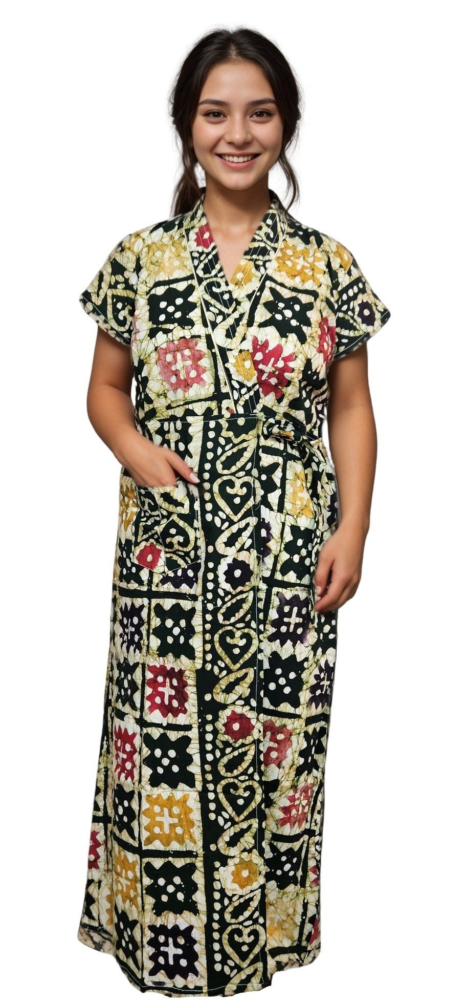 H02 2 Bottle Green Pure Cotton Minakari Housecoat