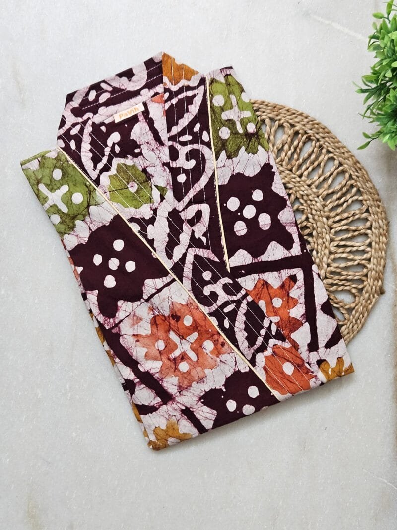 Brown Pure Cotton Minakari Housecoat H04 (1) Brown Pure Cotton Minakari Housecoat