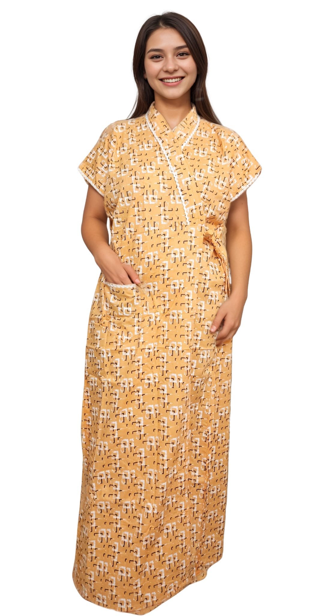 H09 3 Peach Pure Cotton Housecoat