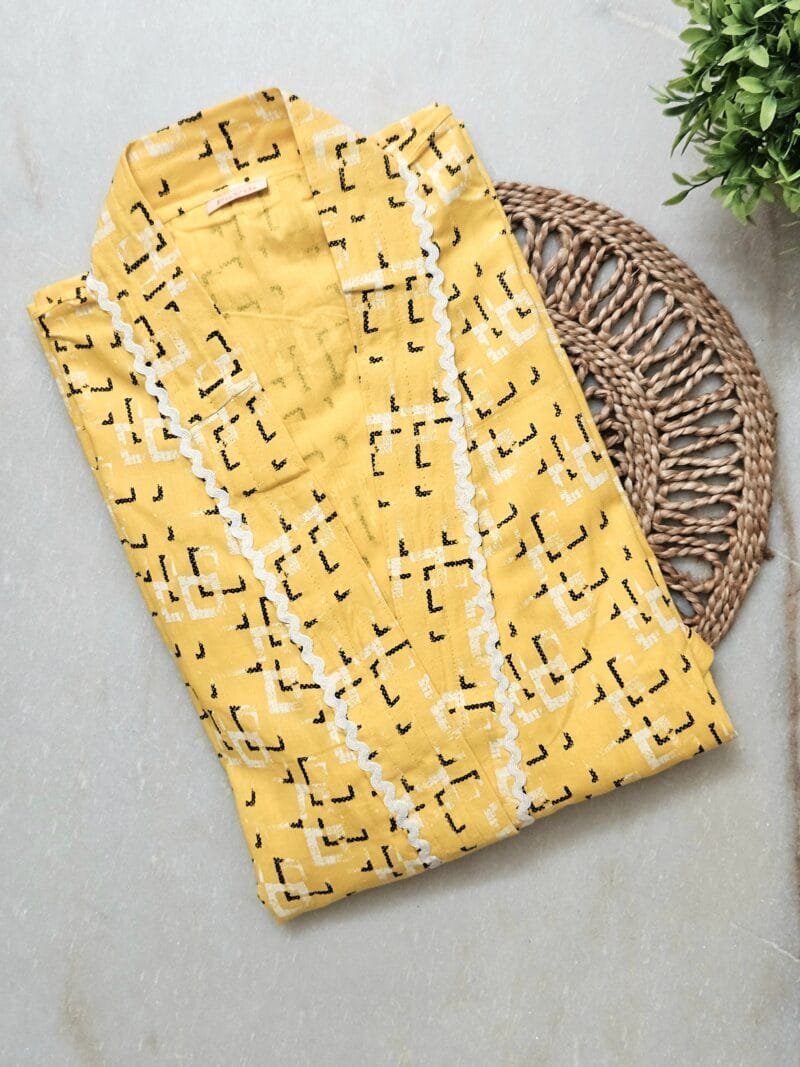 Yellow Pure Cotton Housecoat