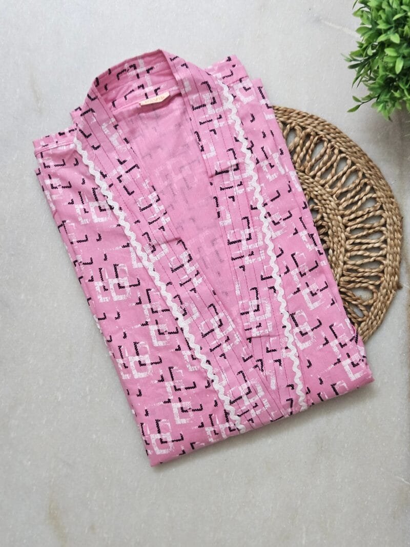 Light Pink Pure Cotton Housecoat