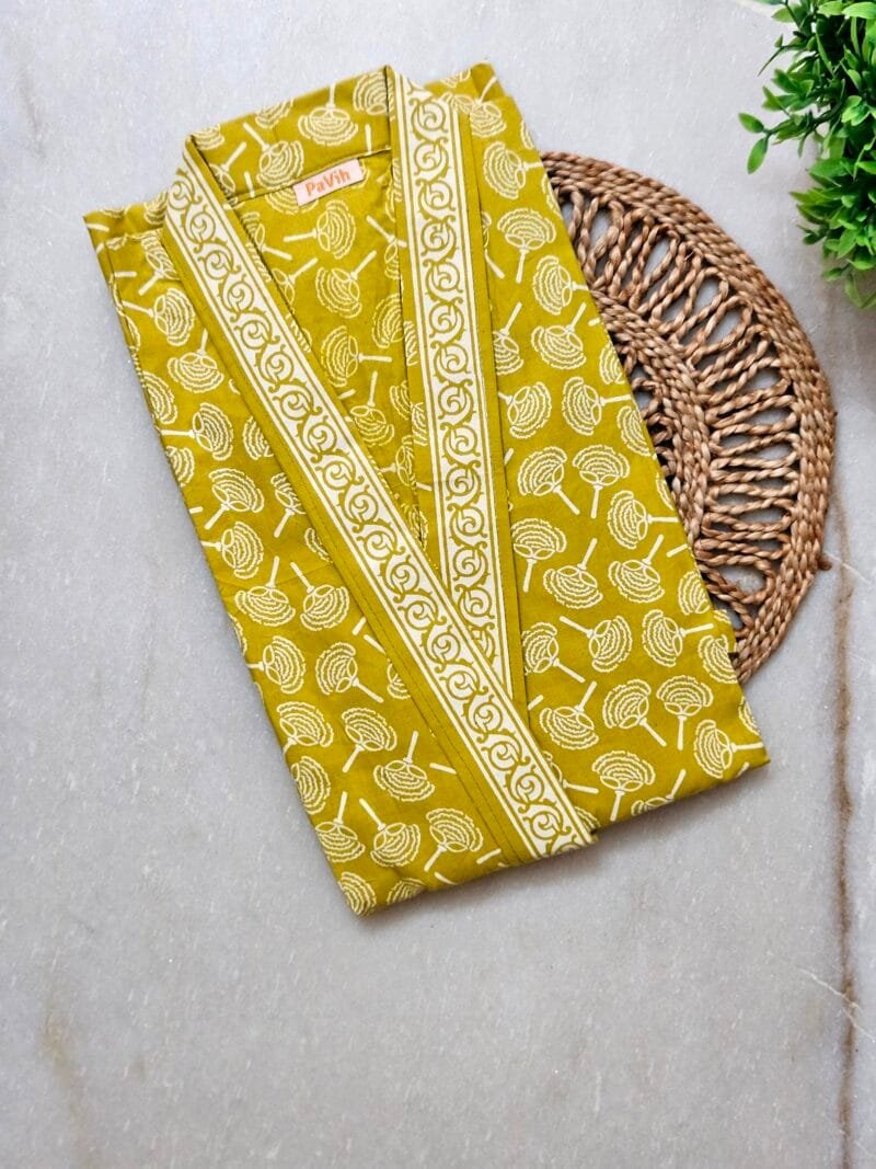 Mehendi Green Jaipuri Cotton Housecoat(1) Mehendi Green Jaipuri Cotton Housecoat