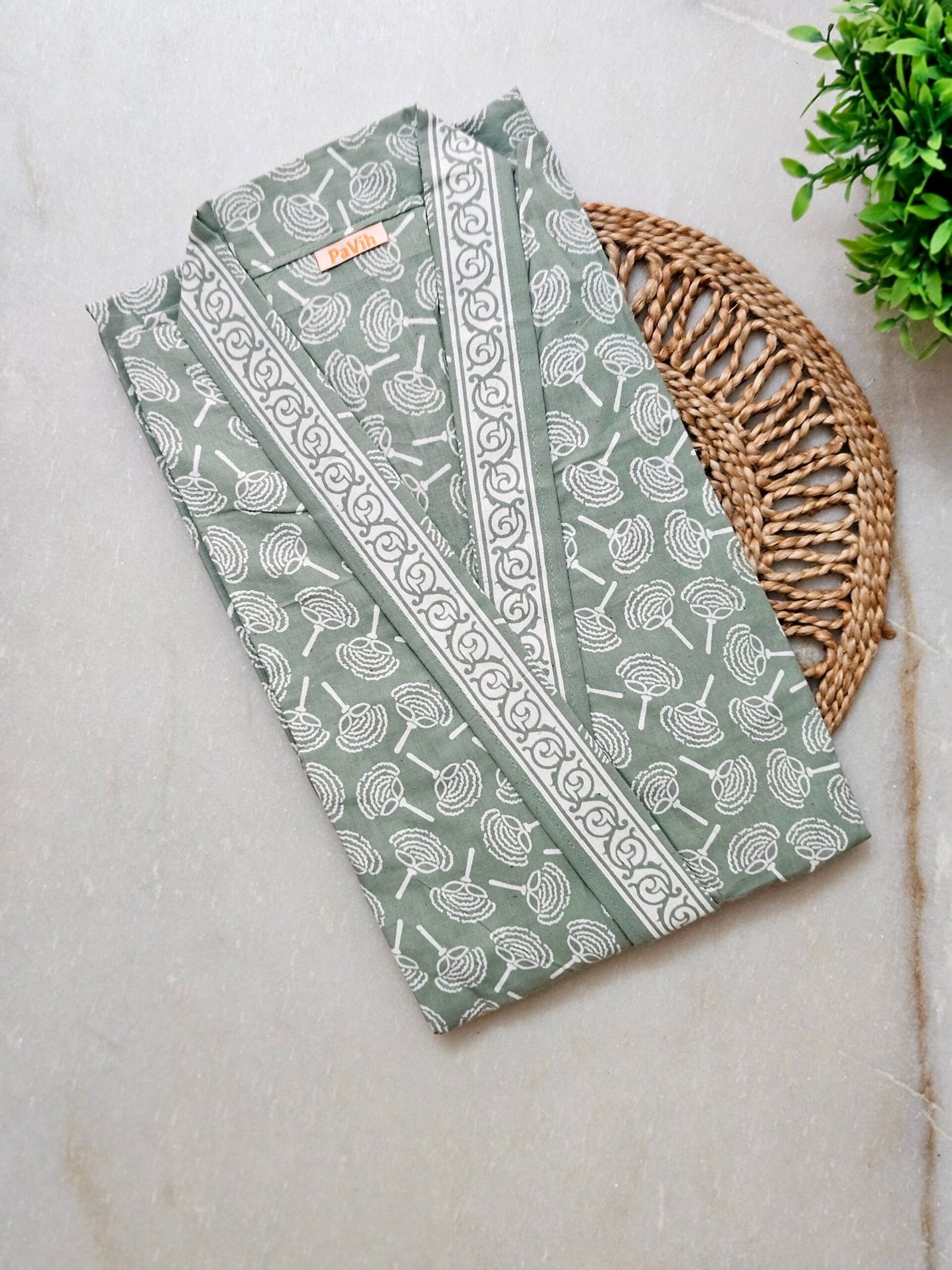 H20 1 scaled Pastel Green Jaipuri Cotton Housecoat