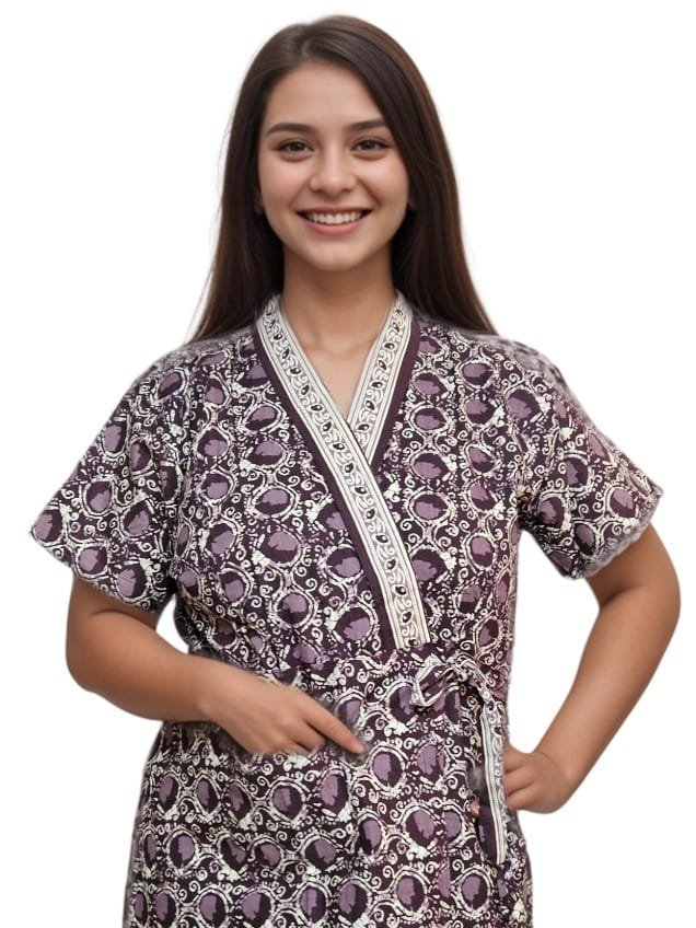 Purple Jaipuri Cotton Housecoat |
