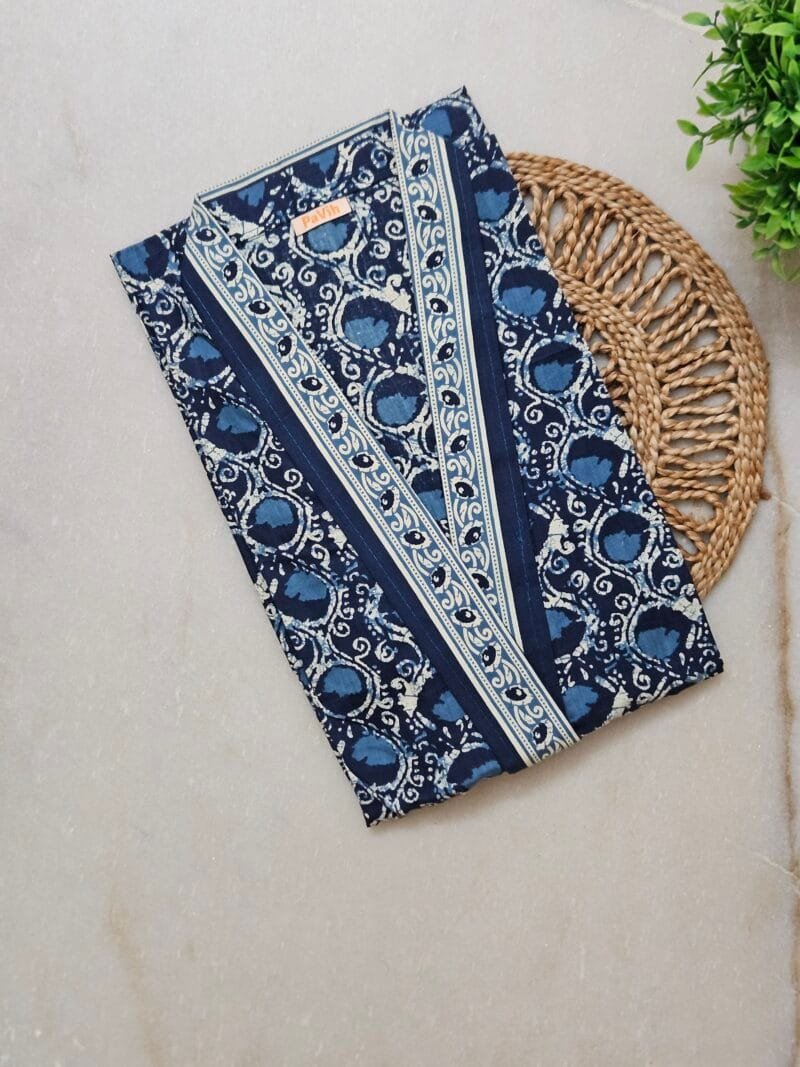 Navy Blue Jaipuri Cotton Housecoat 3 Navy Blue Jaipuri Cotton Housecoat