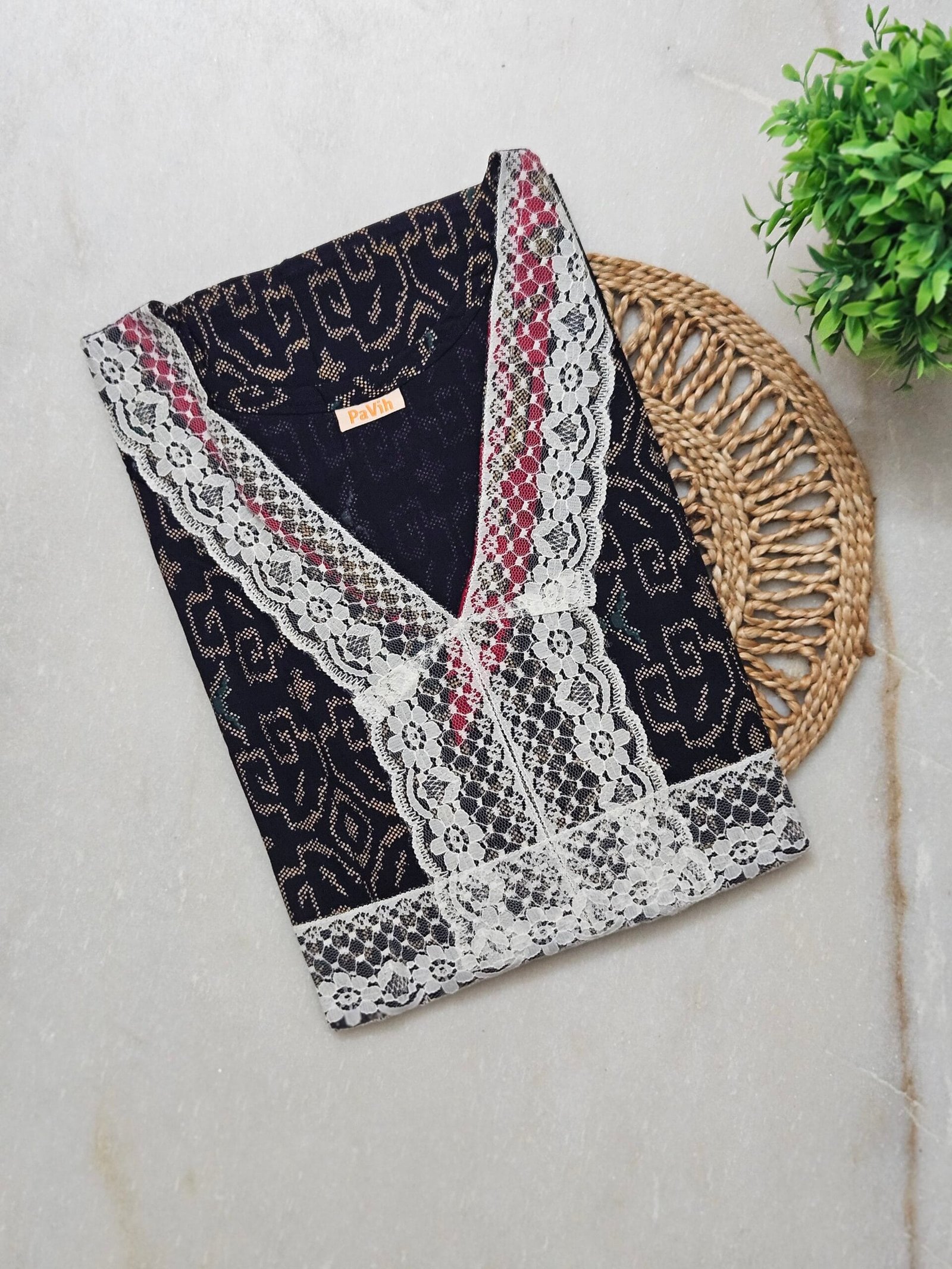 N300 1 scaled Black Printed Designer Pure Cotton Nighty | A-line | XL, Bust Size 46”| Length 55"| N300 - Image 2